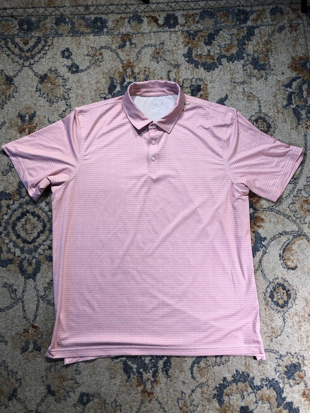 Vineyard Vines Polo Shirt Mens XL Pink Whale Logo Golf Performance Short Sleeve